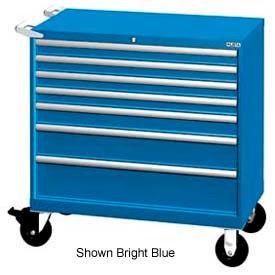 Lista International XSHS0750-0701MBBKA Lista 40-1/4"W Mobile Cabinet, 7 Drawers, 94 Compart - Bright Blue, Keyed Alike image.