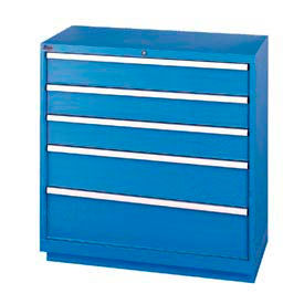 Lista 5 Drawer Shallow Depth Cabinet - Bright Blue, Keyed Alike