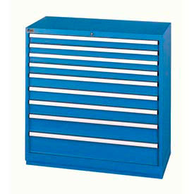 Lista 9 Drawer Shallow Depth Cabinet - Bright Blue, Keyed Alike