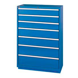 Lista International XSHS1350-0702BBRGMA Lista® 7 Drawer Shallow Depth, 59-1/2"H Cabinet - Bright Blue, Master Keyed image.