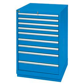 Lista 9 Drawer Standard Width Cabinet - Bright Blue, Keyed Alike