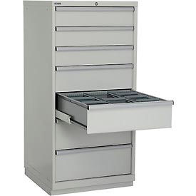 Lista International XSSC1350-0702LGRG Lista 28-1/4"W Cabinet, 7 Drawer, 62 Compart - Light Gray, Individual Lock image.