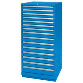 Lista 15 Drawer Standard Width Cabinet - Bright Blue, Keyed Alike