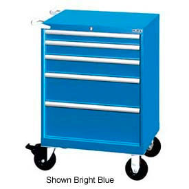 Lista International XSST0750-0505MBBMA Lista 28-1/4"W Mobile Cabinet, 5 Drawers, 44 Compart - Bright Blue, Master Keyed image.