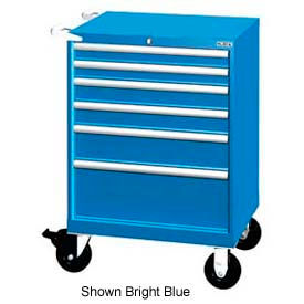 Lista International XSST0750-0602MBBKA Lista 28-1/4"W Mobile Cabinet, 6 Drawers, 58 Compart - Bright Blue, Keyed Alike image.
