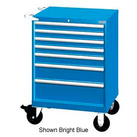 Lista International XSST0750-0701MBBMA Lista 28-1/4"W Mobile Cabinet, 7 Drawers, 72 Compart - Bright Blue, Master Keyed image.