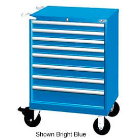Lista International XSST0750-0801MBBKA Lista 28-1/4"W Mobile Cabinet, 8 Drawers, 90 Compart - Bright Blue, Keyed Alike image.