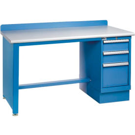 Lista International XSTB21-60PT/BB Lista® Technical Workbench w/ Leg, 3 Drawer Cabinet, Plastic Laminate Top, 60"W x 30"D, Blue image.