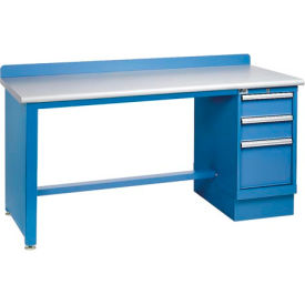 Technical Workbench w/Tech Leg, 3 Drawer Cabinet, Plastic Laminate Top - Blue