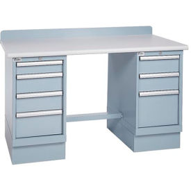 Technical Workbench w/3 and 4 Drawer Cabinets, Plastic Laminate Top - Gray Technical Workbench w/3 and 4 Drawer Cabinets, Plastic Laminate Top - Gray