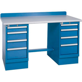 Lista International XSTB61-60PT/BB Lista® Technical Workbench, 4 Drawer Cabinets, Plastic Laminate Top, 60"W x 30"D, Blue image.