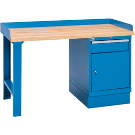 Lista International XSWB30-60BT/BB Lista® Industrial Workbench w/ Leg, 1 Drawer Cabinet & Shelf, 60"W x 30"D, Blue image.