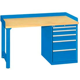 60x30x35.25 Cabinet & Leg workstation w/5 drawers, back & end stops/butcher block top