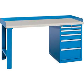 Industrial Workbench w/Leg, 5 Drawer Cabinet, Plastic Laminate Top - Blue Industrial Workbench w/Leg, 5 Drawer Cabinet, Plastic Laminate Top - Blue
