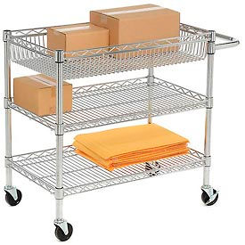 Luxor Corp LICWT2918 Luxor Wire Transport Cart, 400 lb. Capacity, 30"L x 18"W x 30"H, Silver image.