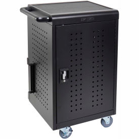 Luxor Corp LLTM30-B-UPS Luxor Mobile Tablet/Chromebook Charging Cart with Key Lock For 30 Devices, Black image.