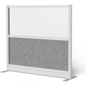 Luxor Modular Wall Room Divider Frosted Window 53"W x 48"H Starter Silver/Gray 
