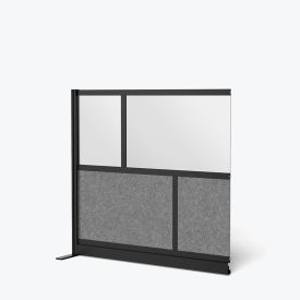 Luxor Modular Wall Room Divider Frosted Acrylic 53"W x 48"H Add-On Black/Gray 