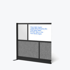 Luxor Modular Wall Room Divider Frosted Acrylic Whiteboard 53"W x 48"H Add-On Black/Gray 