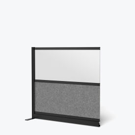 Luxor Modular Wall Room Divider Frosted Window 53"W x 48"H Add-On Black/Gray 