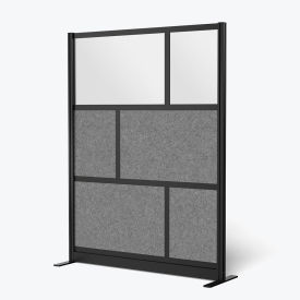 Luxor Modular Wall Room Divider Frosted Window 53"W x 70"H Starter Black/Gray 