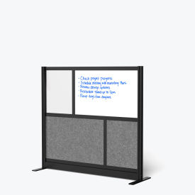 Luxor Modular Wall Room Divider Frosted Acrylic with Whiteboard 53"W x 70"H Starter Black/Gray 