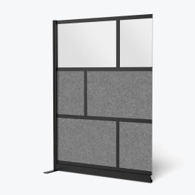 Luxor Modular Wall Room Divider Frosted Acrylic 53"W x 70"H Add-On Black/Gray 