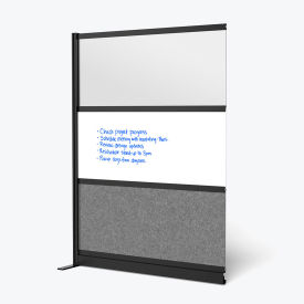 Luxor Modular Wall Room Divider Frosted Acrylic with Whiteboard Wide Panel 53"W x 70"H Add-On 