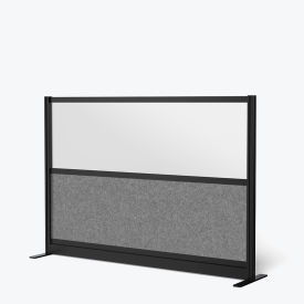 Luxor Modular Wall Room Divider Frosted Window Wide Panel 70"W x 48"H Starter Black/Gray 