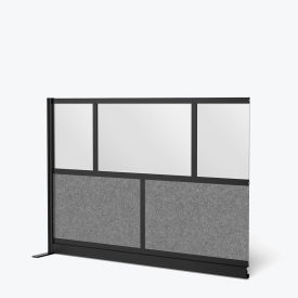 Luxor Modular Wall Room Divider Frosted Acrylic 70"W x 48"H Add-On Black/Gray 