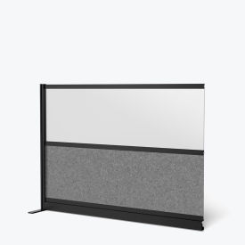 Luxor Modular Wall Room Divider Frosted Window 70"W x 48"H Add-On Black/Gray 