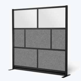 Luxor Modular Wall Room Divider Frosted Window 70"W x 70"H Starter Black/Gray 