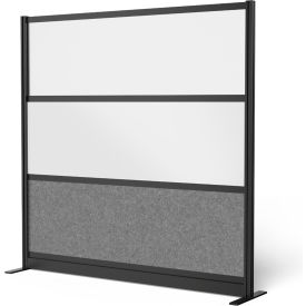 Luxor Modular Wall Room Divider Frosted Window with Whiteboard 70"W x 70"H Starter Black/Gray 