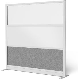 Luxor Modular Wall Room Divider Frosted Window with Whiteboard 70"W x 70"H Starter Silver/Gray 