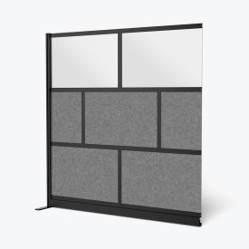 Luxor Modular Room Divider Wall Room Divider Frosted Acrylic 70"W x 70"H Add-On Black/Gray 