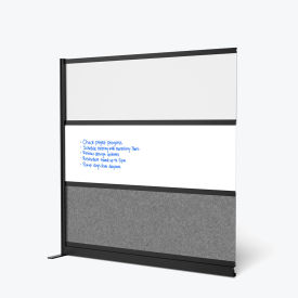 Luxor Modular Wall Room Divider Frosted Acrylic with Whiteboard Wide Panel 70"W x 70"H Add-On 