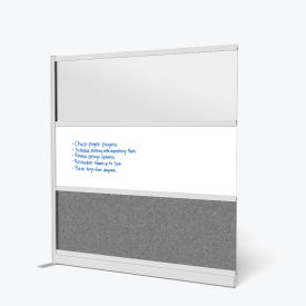 Luxor Modular Wall Room Divider Frosted Acrylic with Whiteboard 70"W x 70"H Add-On Silver/Gray 