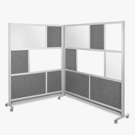 Luxor Modular Wall Bundle with 2 Walls Hinge & Casters 70"W x 70"H Silver/Gray 