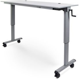 Luxor Corp STAND-NESTC-72 Luxor Adjustable Height Flip Top Table w/ Crank Handle - 72" - Gray image.