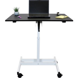 Luxor Corp STANDUP-SC40-WB Luxor Stand Up Desk - Crank Adjustable Height - 23-5/8"L x 39-3/8"W - Black Top w/ White Frame image.