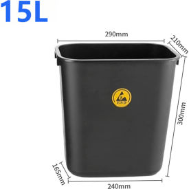 ESD Square Waste Bin, 4 Gallon Capacity, Black view 2