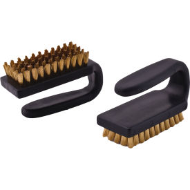 LPD Trade Inc BR4000 LPD Trade Brass Bristle Brush, Curved Handle, 3x1-1/2" - BR4000 image.