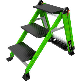 Little Giant Ladders 11933 Little Giant® Jumbo Step™ 3 Step Stool w/ Handrail, 4"L x 21"W x 26"H, Green image.
