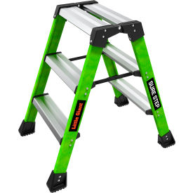 Little Giant Ladders 11953 Little Giant® Sure Step™ Double Sided 3 Step Stool, 5"L x 21"W x 18"H, Green image.