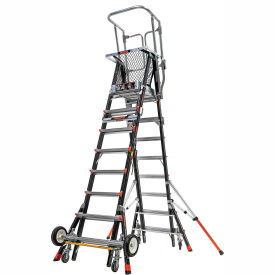 Little Giant Ladders 18515-243 Little Giant Fiberglass Aerial Safety Cage Ladder W/ Wheel Lift Casters, 8-14 Type 1AA - 18515-243 image.