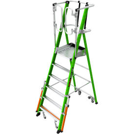 Little Giant Ladders 19706-146 Little Giant® Safety Cage Platform Ladder w/ Wheels, 6 Type IAA, 6 Step, 375 lb. Capacity image.