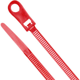 L.H.Dottie® Air Handling Cable Tie w/ Mounting Hole 8"" Red 100 Pack