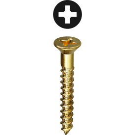 L.H.Dottie® Flat Head Wood Screw Phillips Brass #10 x 1"" 100 Pack