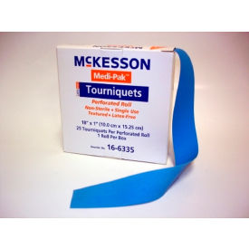Mckesson 16-6335BX McKesson Tourniquet, Rolled & Banded, Latex Free, 18"L x 1"W, 500 Pcs image.