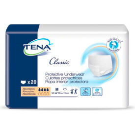 SCA Personal Care Inc 72513 TENA® Classic Protective Underwear, Size M, 34"- 44" Waist Size, White, 80/Case image.